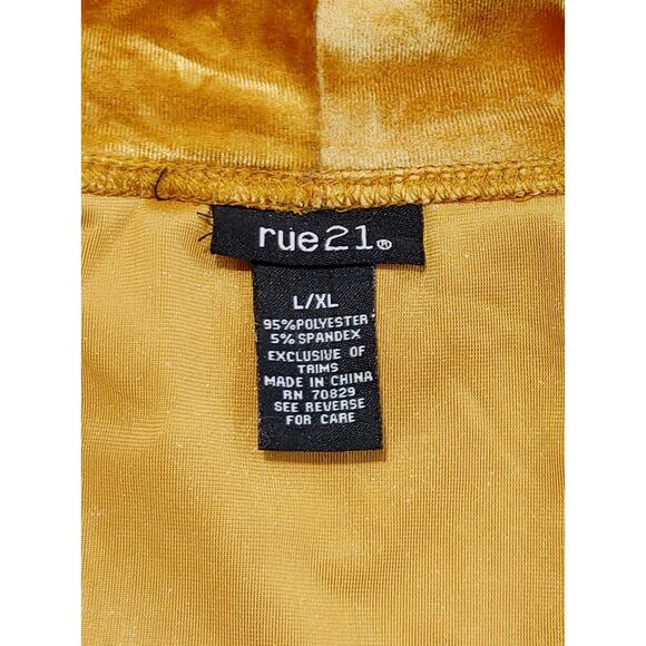 Rue21 Crushed Velvet Cardigan Open Jacket Shawl Collar Golden Yellow Womens L - Picture 4 of 7